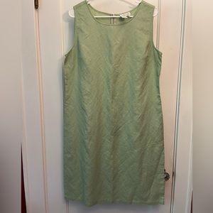 Coldwater Creek linen blend mossy green sleeveless midi dress size 14 Lagenlook